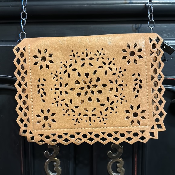 Handbags - New crossbody purse with metallic design chain strap color of hematite  7”x5.5”